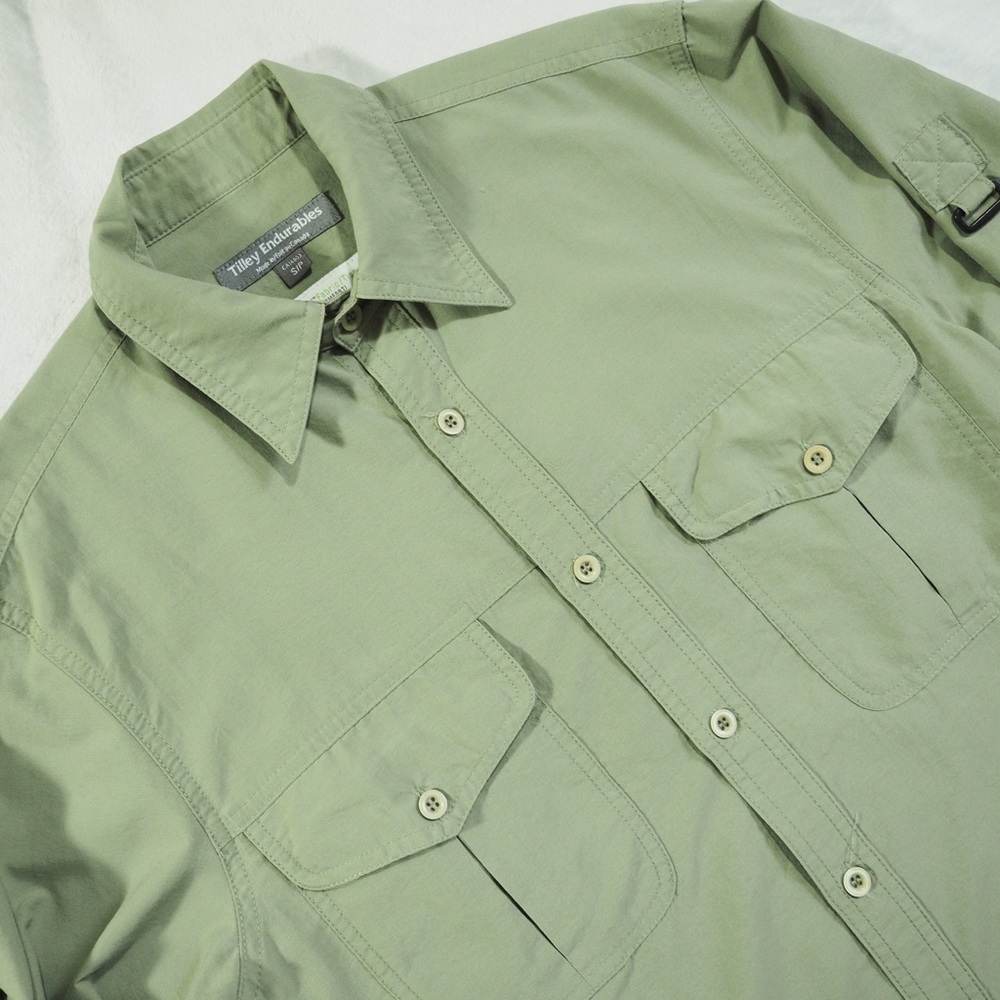 Tilley Endurables Nanotex Sz S Vented Long Sleeve Sage  Green Shirt Roll Ta